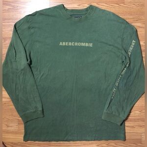 Abercrombie & Fitch AF/24 Long Sleeve T-Shirt Mens L Green Double Sided Logo